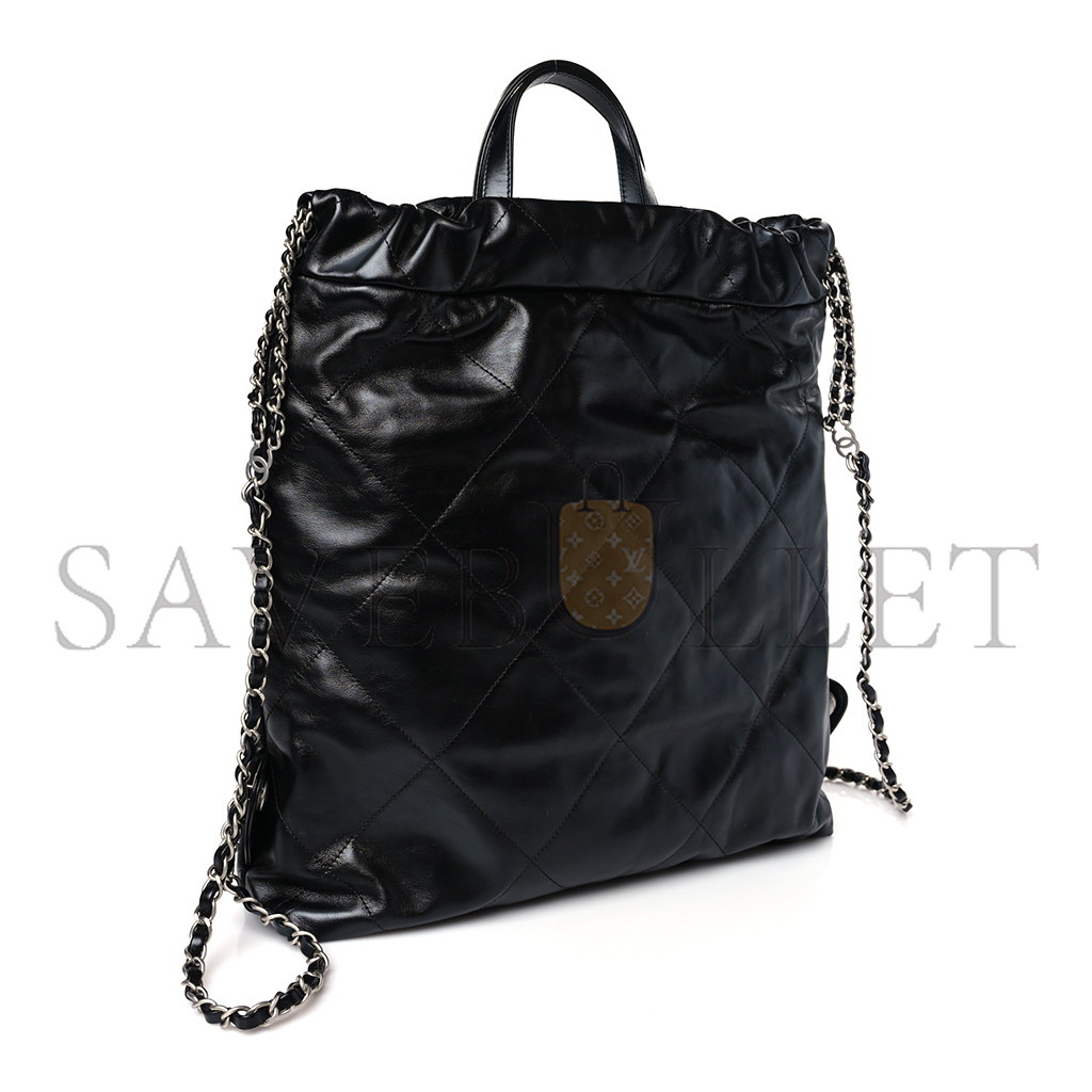 CHANEL MASTER SHINY CALFSKIN QUILTED CHANEL 22 BACKPACK BLACK (34*29*10.5cm)